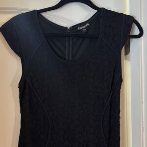 Express Black Lace Cap-Sleeve Sheath Dress